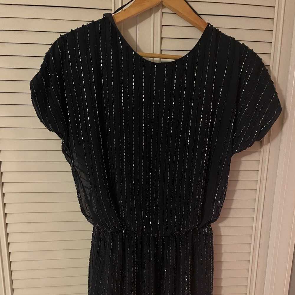 Navy blue beaded cocktail dress